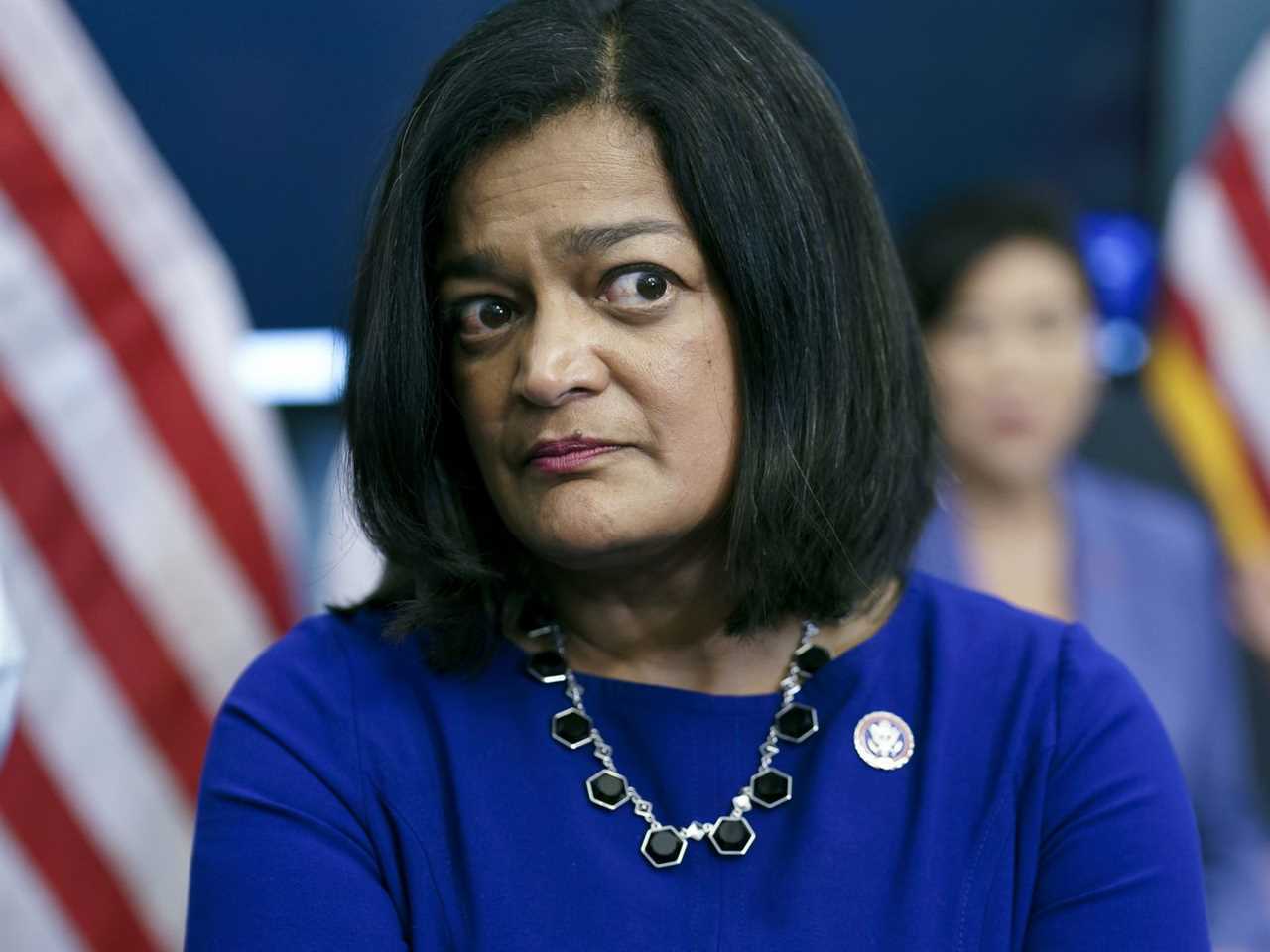 Rep. Pramila Jayapal listens during an event at the US Capitol.