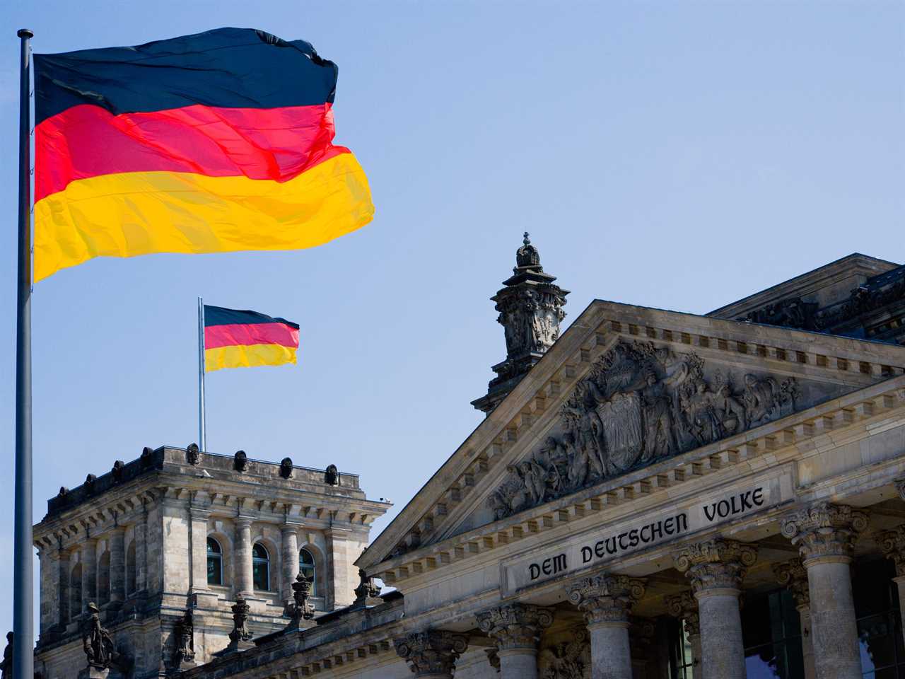 German flags outside Reichstag