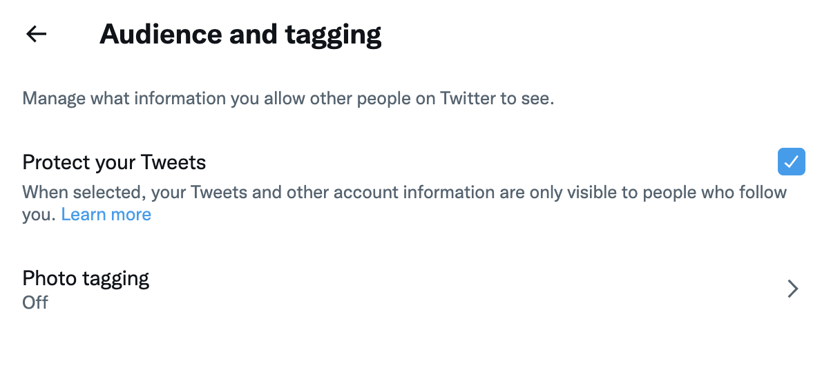 Protect your tweets setting