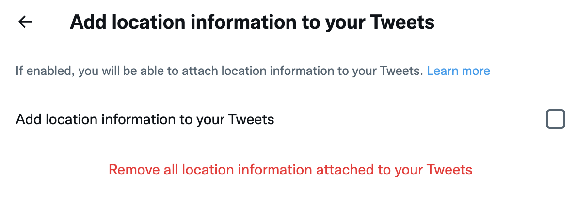 Twitter location setting