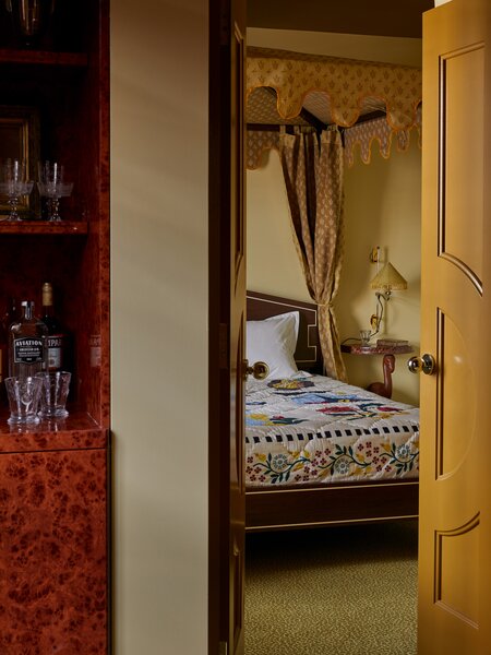 The guest rooms embrace one of four color themes: red, yellow, green, and blue.