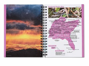 National parks passport opened to the southeast region map