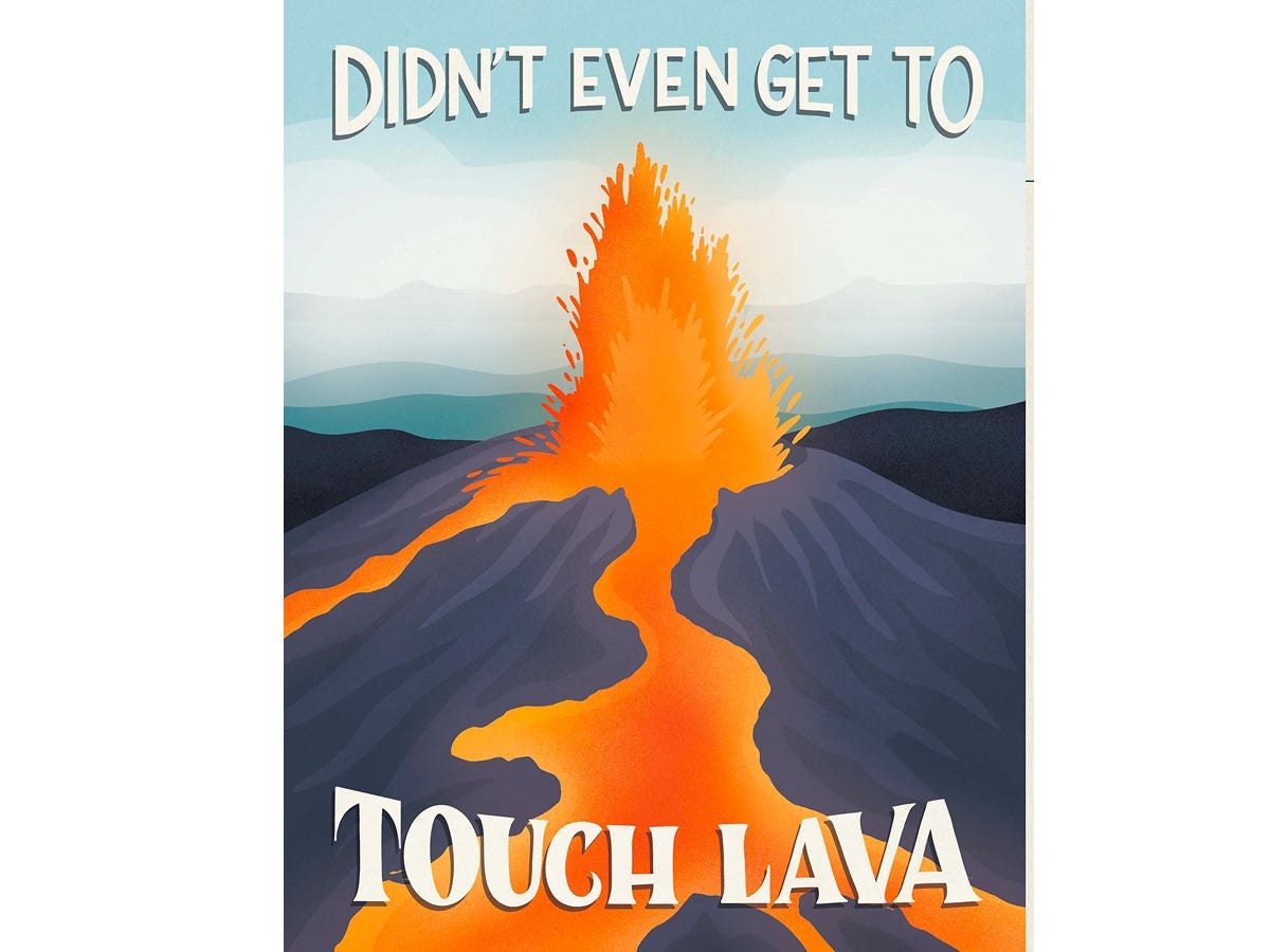 page from the "Subpar Parks" book that says "didn't even get to touch lava"