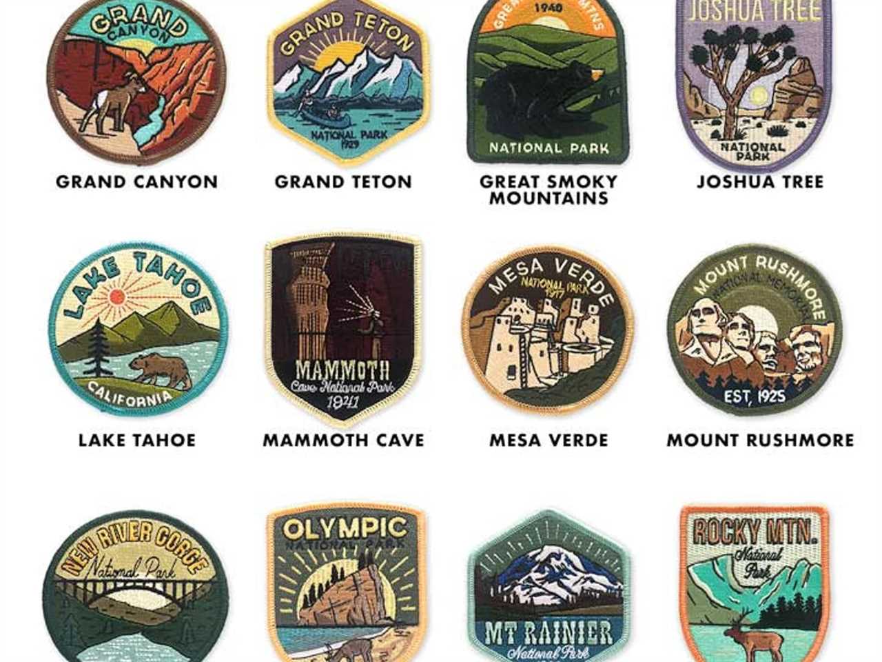 patches from different national parks