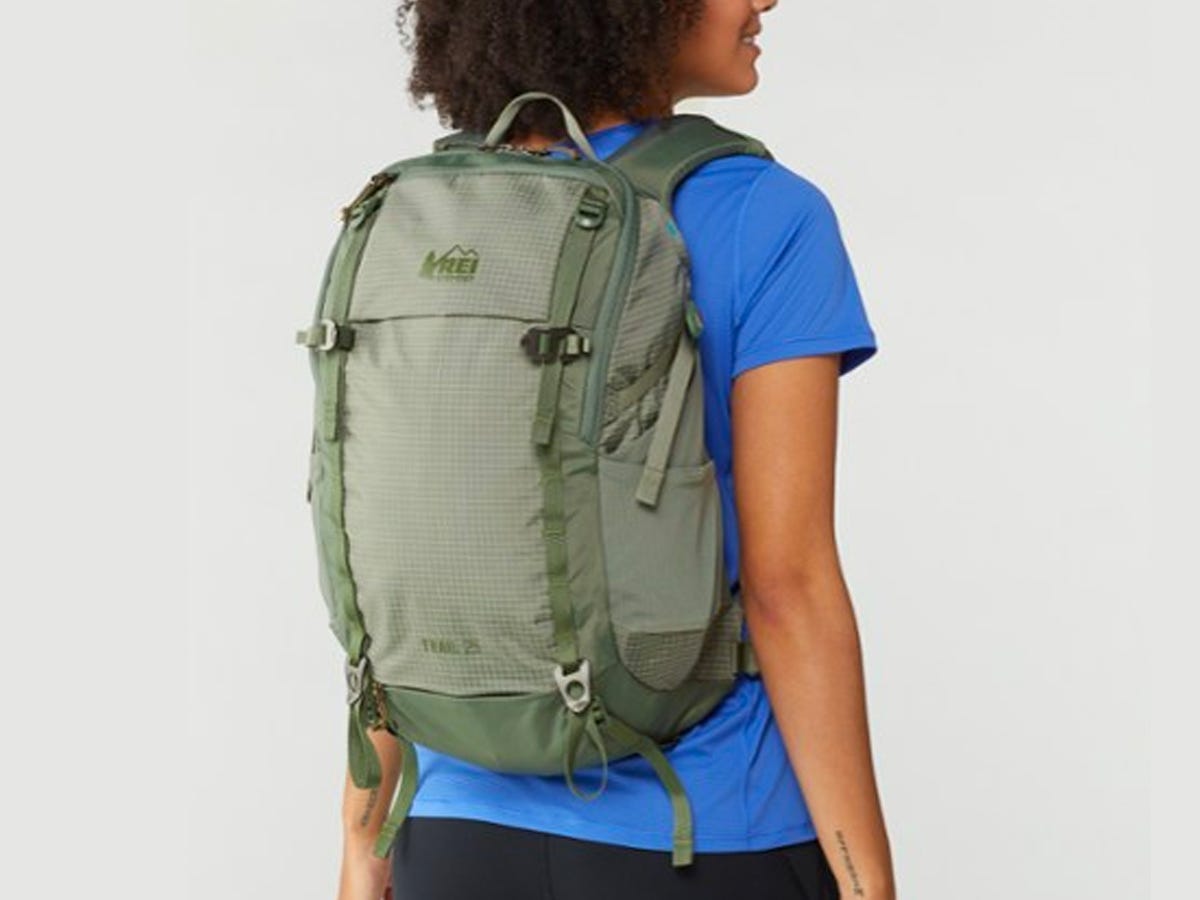 Back view of a person wearing the REI Co-op Trail 25 backpack.