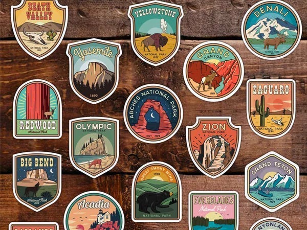 Various national parks stickers