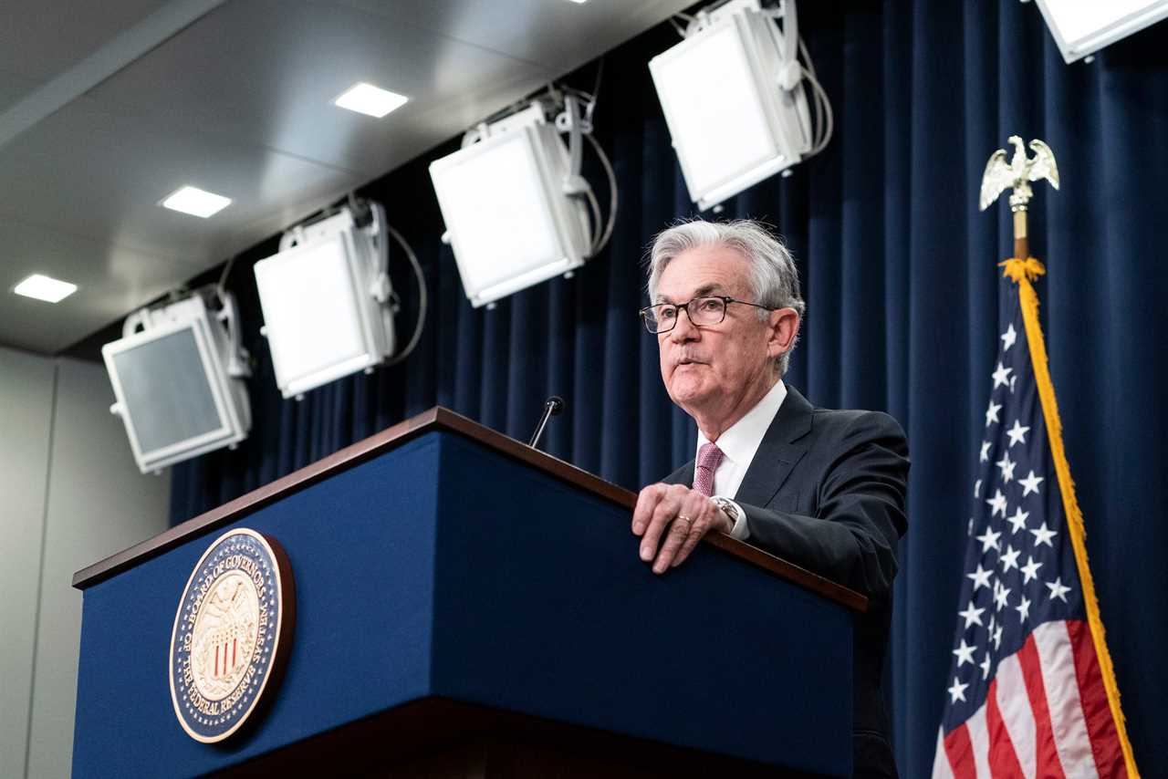 Jerome Powell speaks at a Federal Open Market Committee press conference.