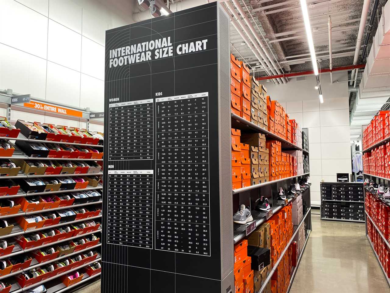 Nike shoe size chart