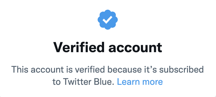 Twitter Blue verified account message