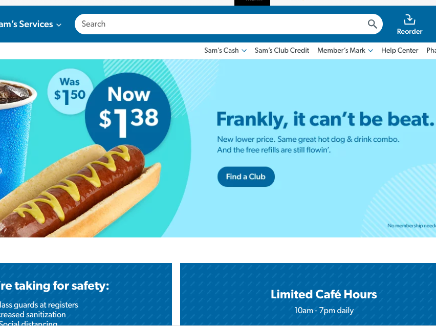 Sam's club hot dog price