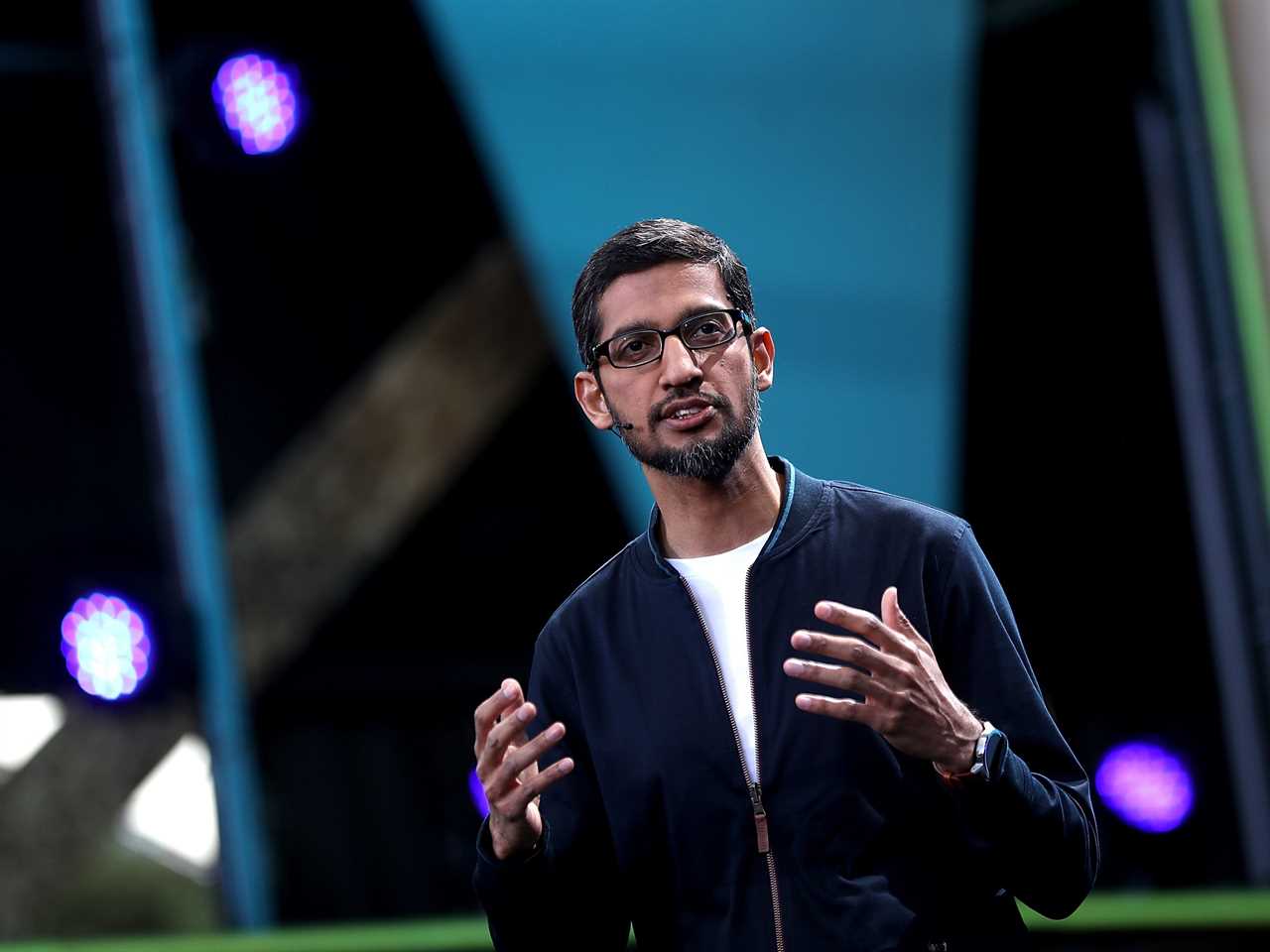 Google CEO Sundar Pichai speaks during Google I/O 2016 at Shoreline Amphitheatre on May 19, 2016 in Mountain View, California. The annual Google I/O conference is runs through May 20.