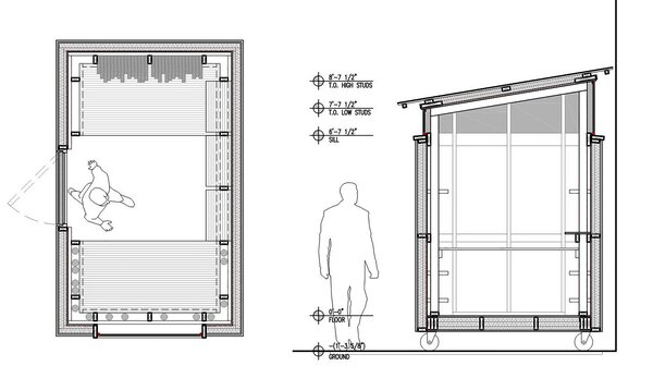 A basic floor plan and section view