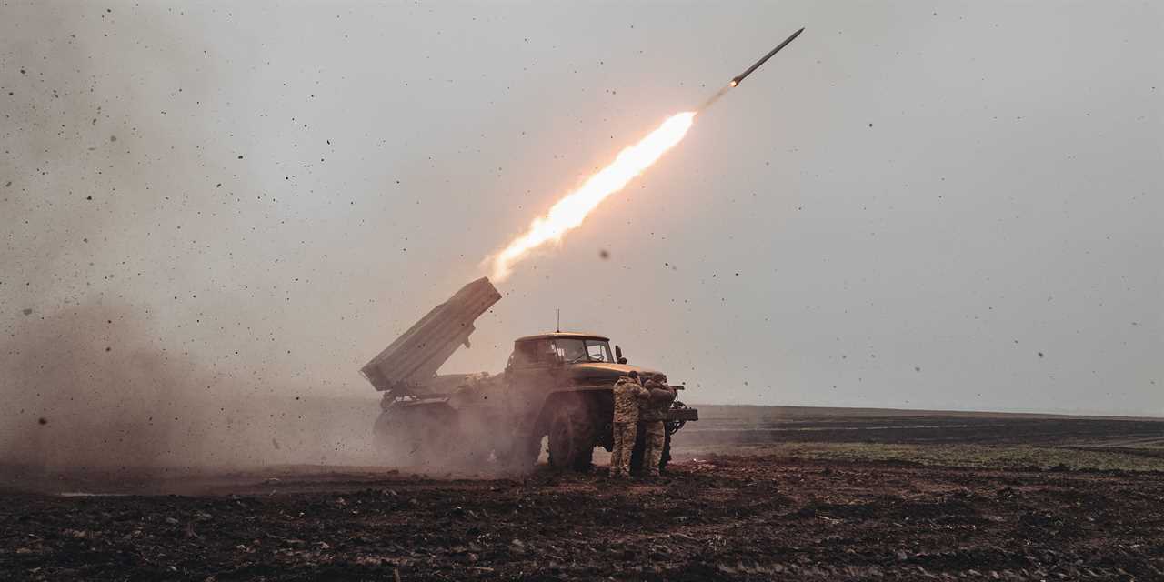 Targets are hit by grad rockets of Grad Rocket Company of the Ukrainian Military Forces in Donetsk, Ukraine as Russia-Ukraine war continues on November 17, 2022.