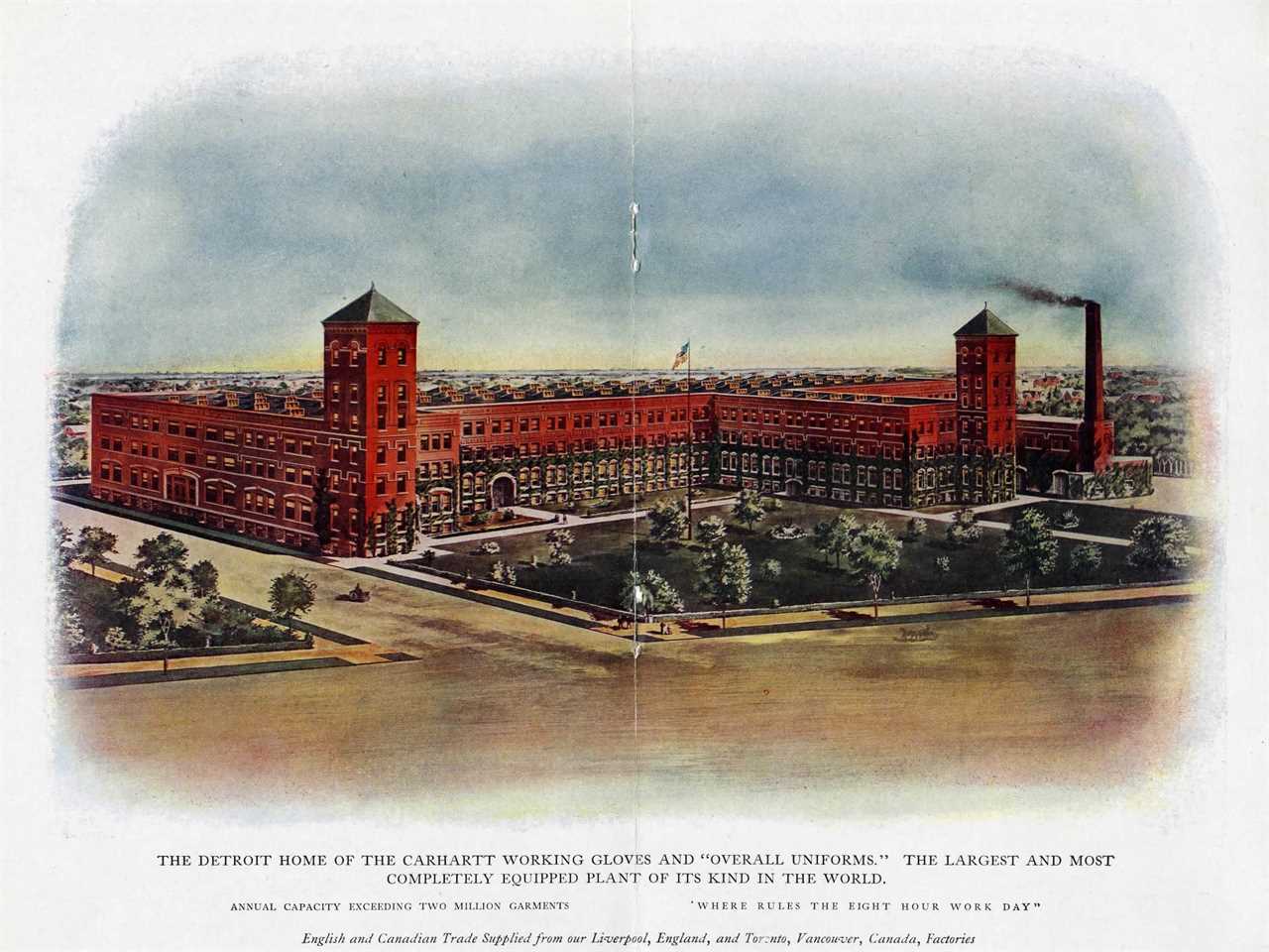 A 1925 drawing of a Carhartt factory