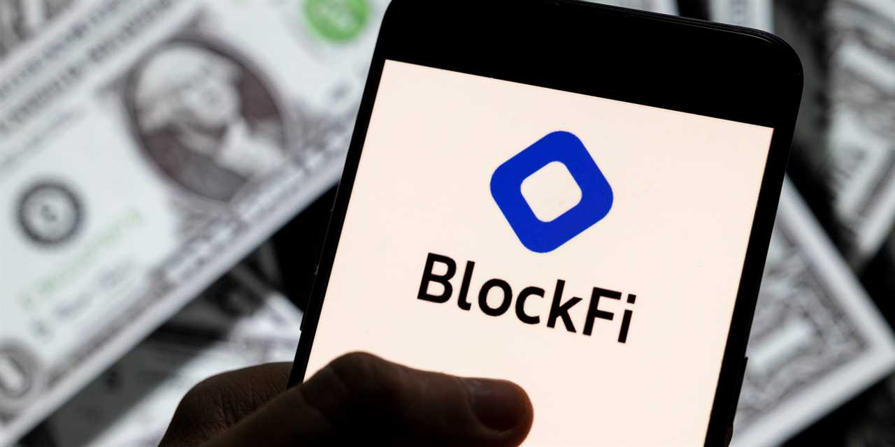 In this photo illustration, the cryptocurrency exchange trading platform Blockfi logo is seen on an Android mobile device screen with the currency of the United States dollar icon.