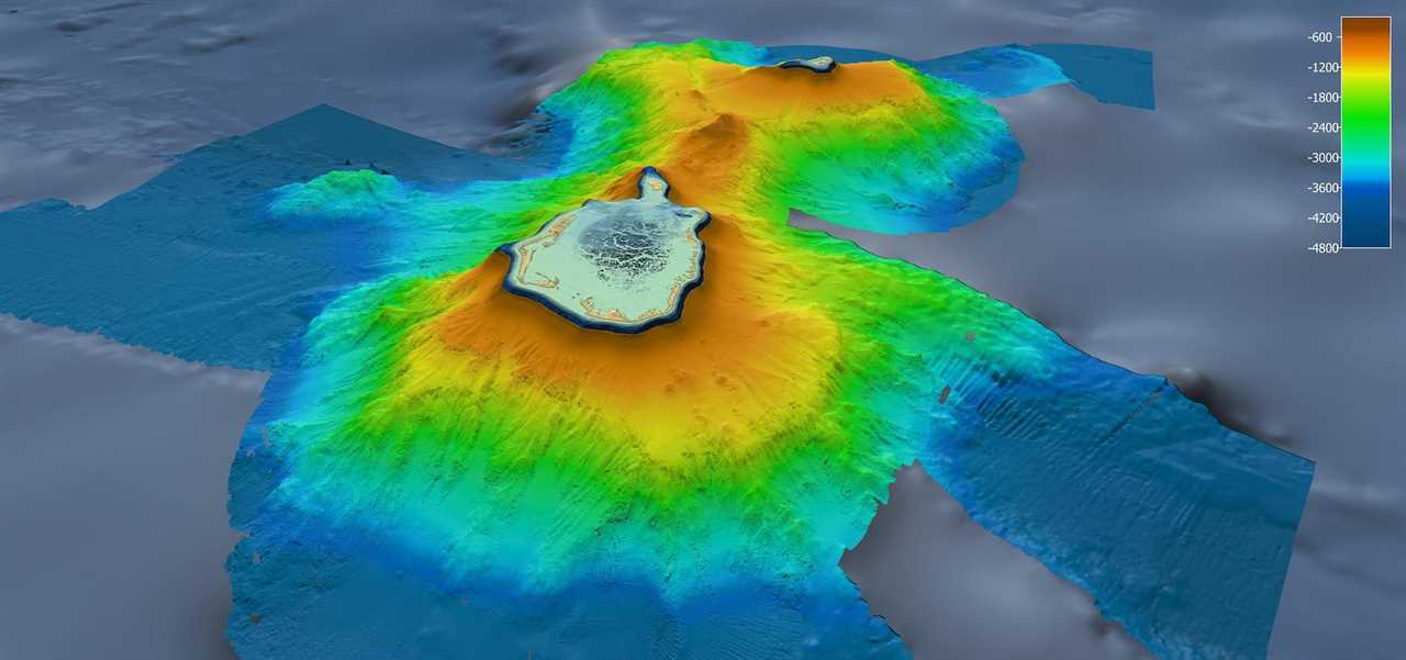 The Cocos islands are seen resting on huge mountains under the water.