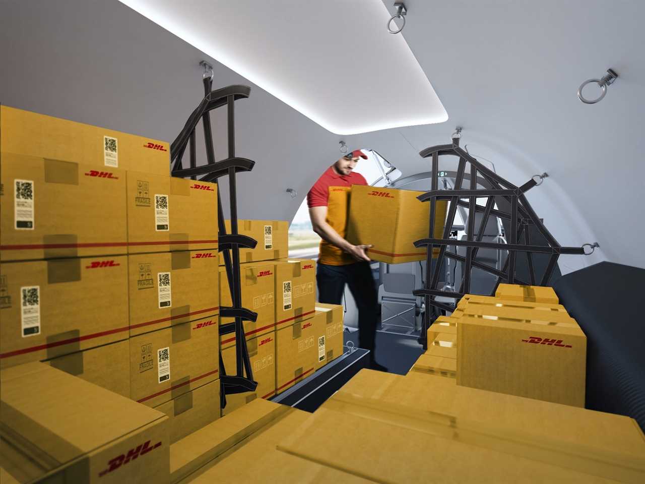 Interior of Alice as a DHL Express cargo plane.