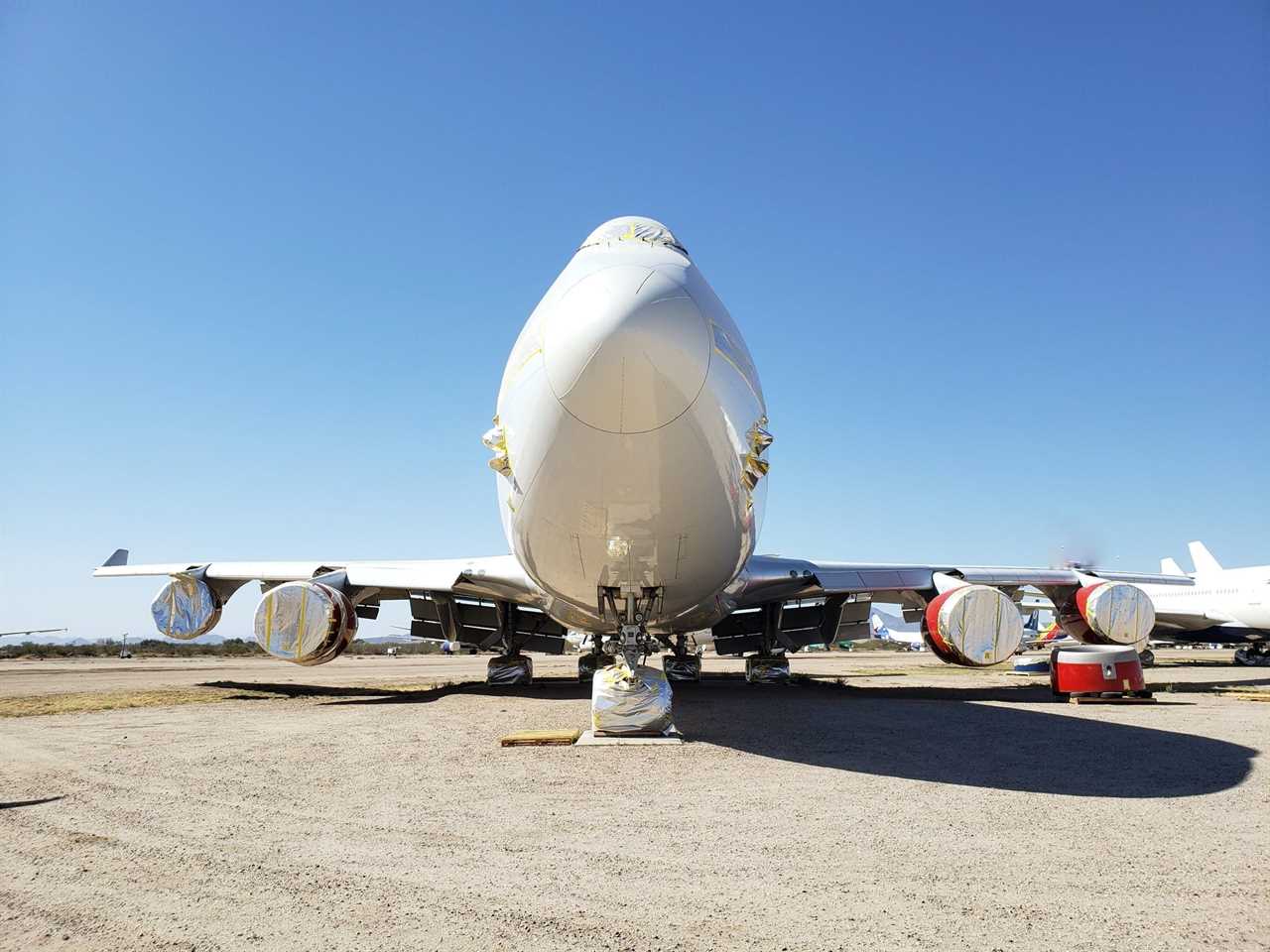 A stored aircraft in Pinal Airpark in Marana, Arizona