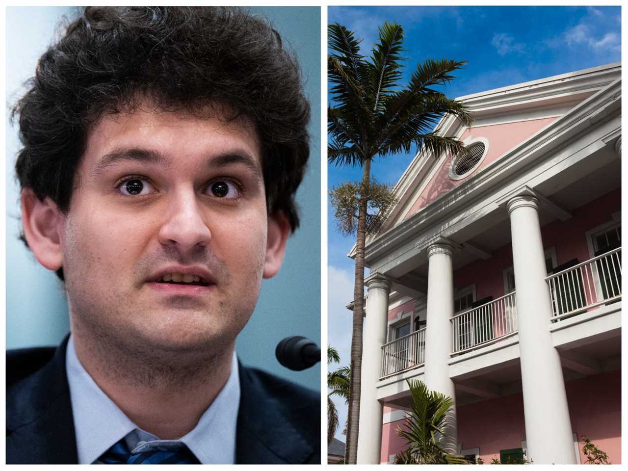 Sam Bankman-Fried and a Bahamas government building