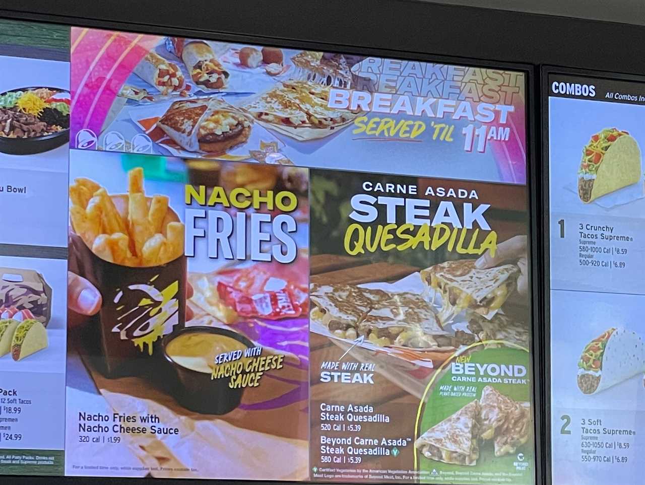 Tipp City, Ohio, Taco Bell menu.