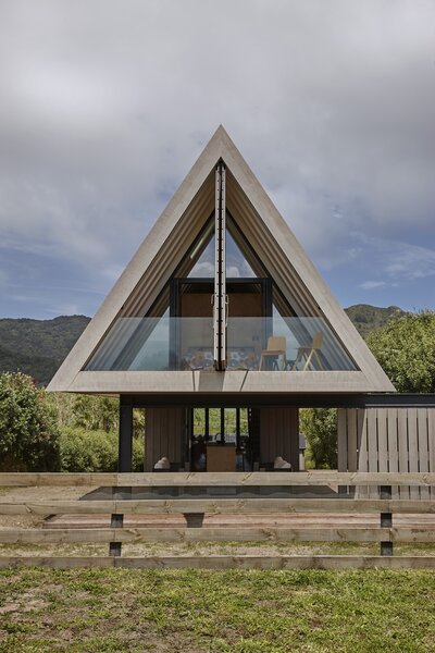 This Coastal New Zealand A-Frame Looks Like a Floating Prism