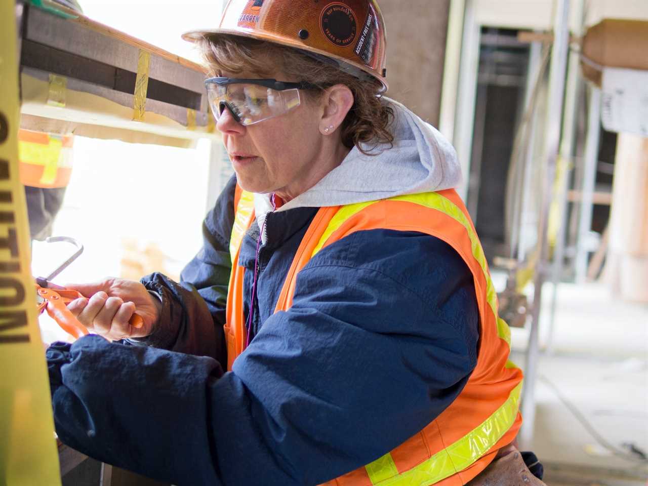 female construction worker working