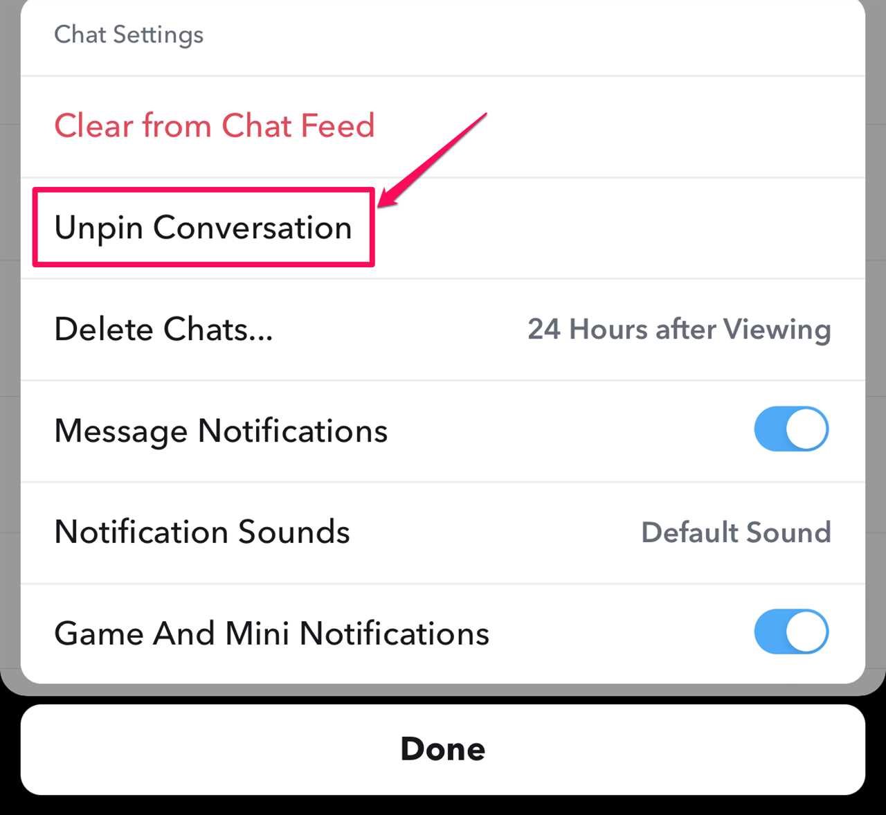 Chat Settings in Snapchat.