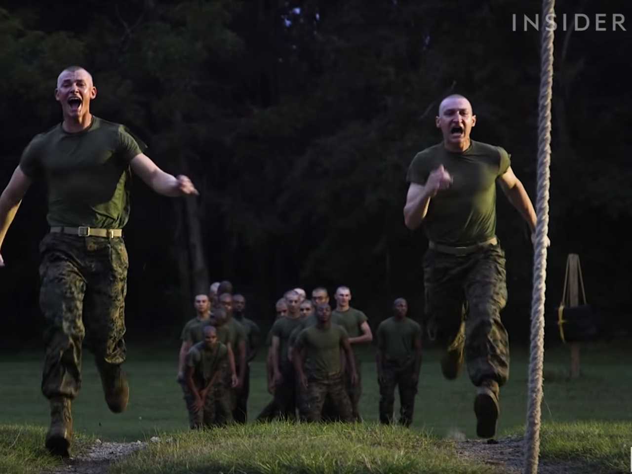 Recruits at Marine Corps basic training.