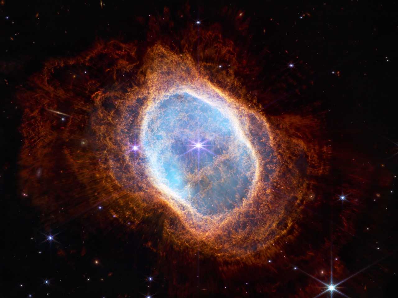 southern ring nebula infrared bubbles of colorful gas and dust encircle two stars