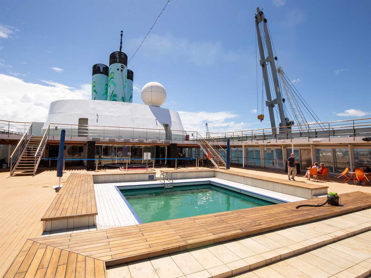 An empty pool on a cruise ship.