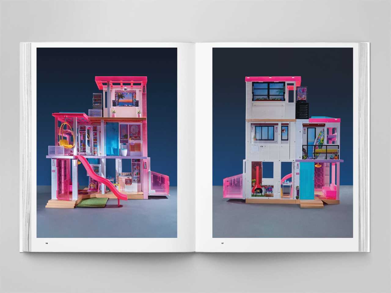 Two photos of the 2021 Barbie Dreamhouse in "Barbie Dreamhouse: An Arhitectural Survey."