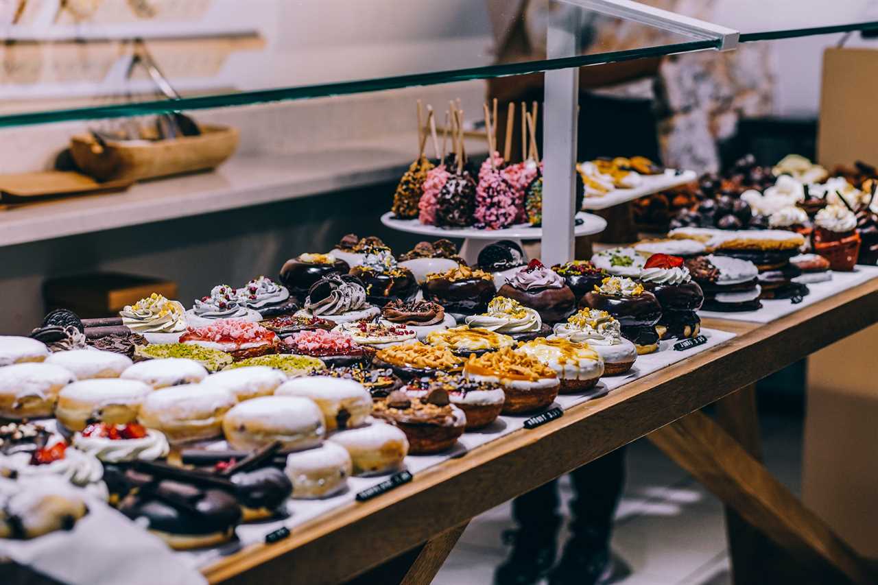 Donuts and bagels in a market store