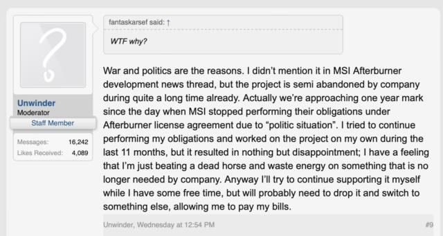 MSI Afterburner Developer Calls Software ‘Probably Dead,’ MSI Says Not So Fast