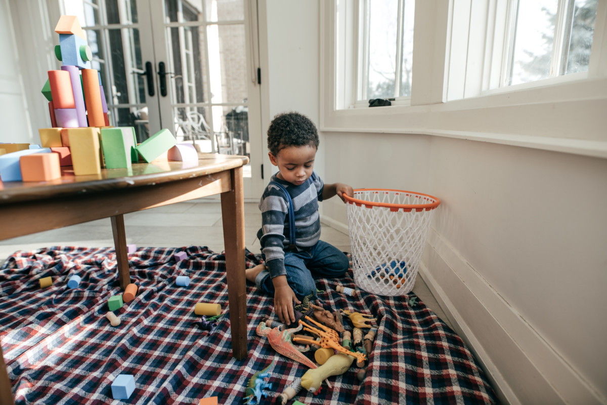 a-child-cleaning