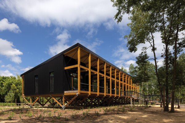 Sitting eight feet off the ground, Erica and Eduardo Heidenreich’s island retreat in the Paraná River delta, north of Buenos Aires, is built to withstand the remote wetland’s periodic flooding.