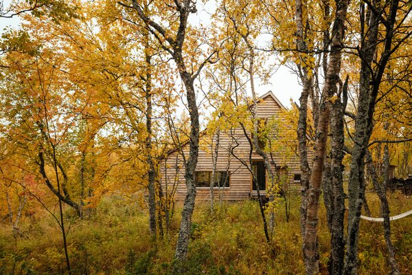 A Central Fireplace Anchors This Uber-Cozy Cabin in a Swedish Forest