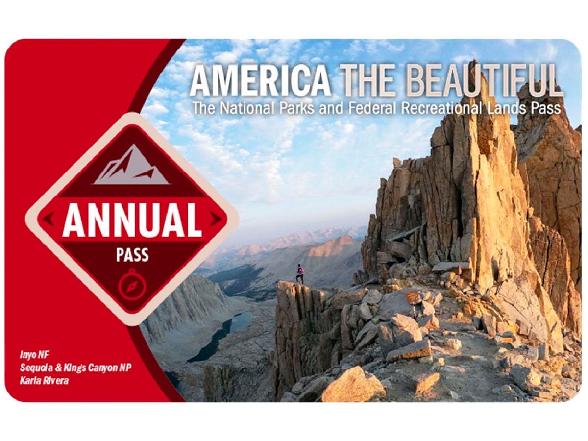 America the Beautiful National Parks Pass, featuring an image of Inyo NF mountain in Sequoia & Kin's Canyon.g