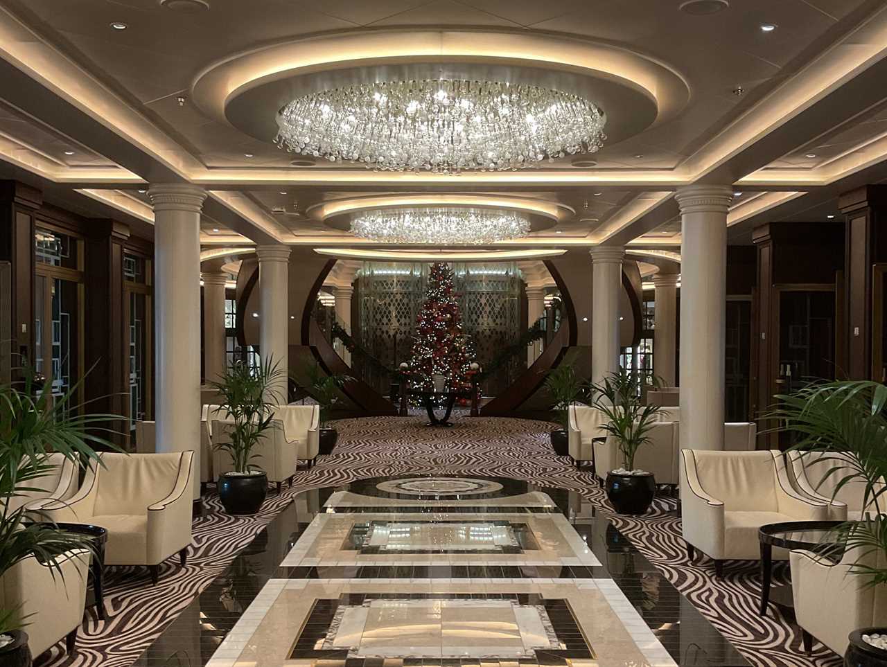 The atrium in the Regent Seven Seas Explorer