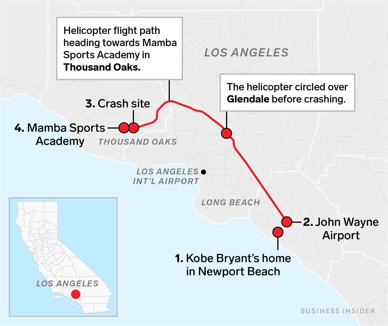 kobe bryant flight path map