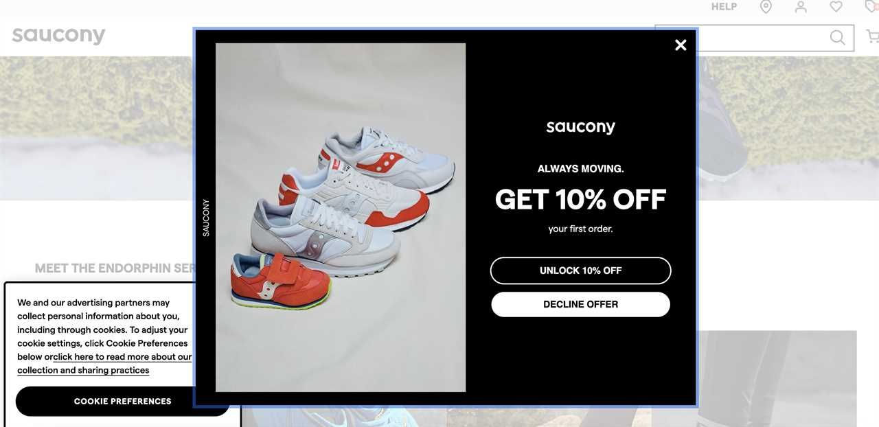 Saucony website screengrab