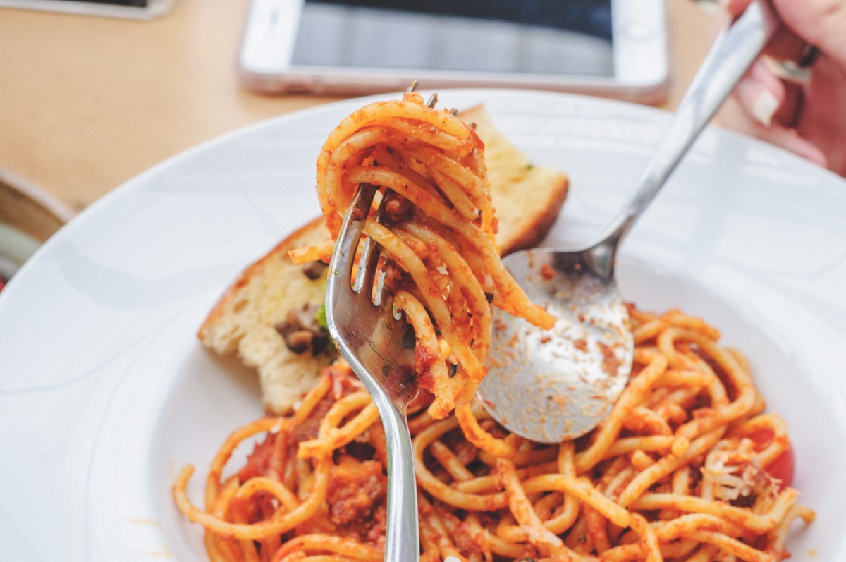 spaghetti at one of the encinitas restaurants