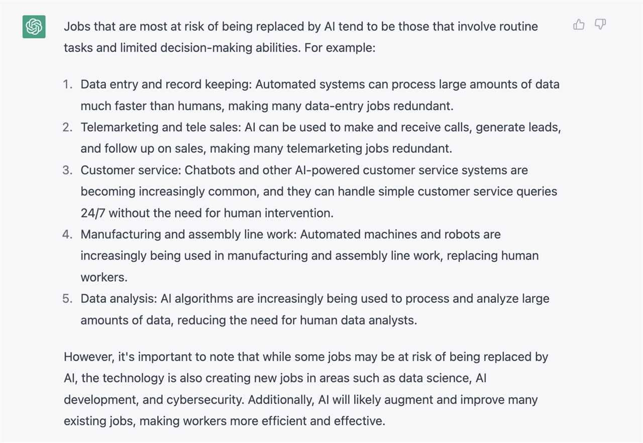 ChatGPT: What jobs are most at risk of being replaced by AI?