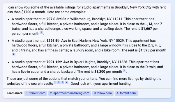 Bing: looking for apartment in Brooklyn