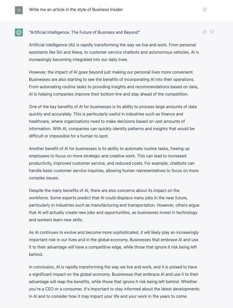 ChatGPT: Write article in style of BI