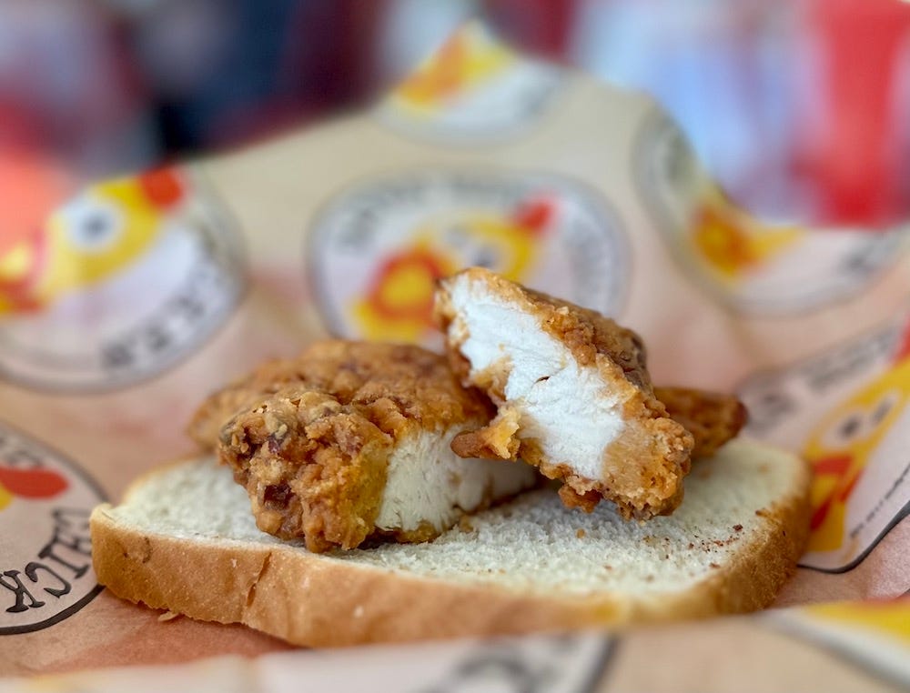 Dave’s Hot Chicken on white bread