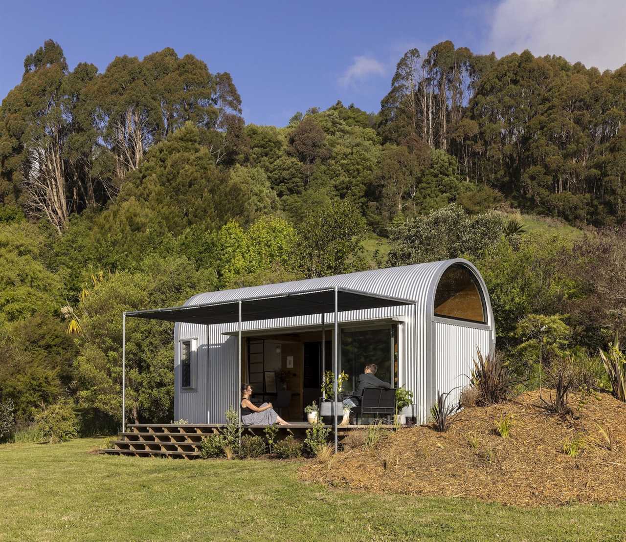 The home is clad in corrugated iron coated with Zincalume. 