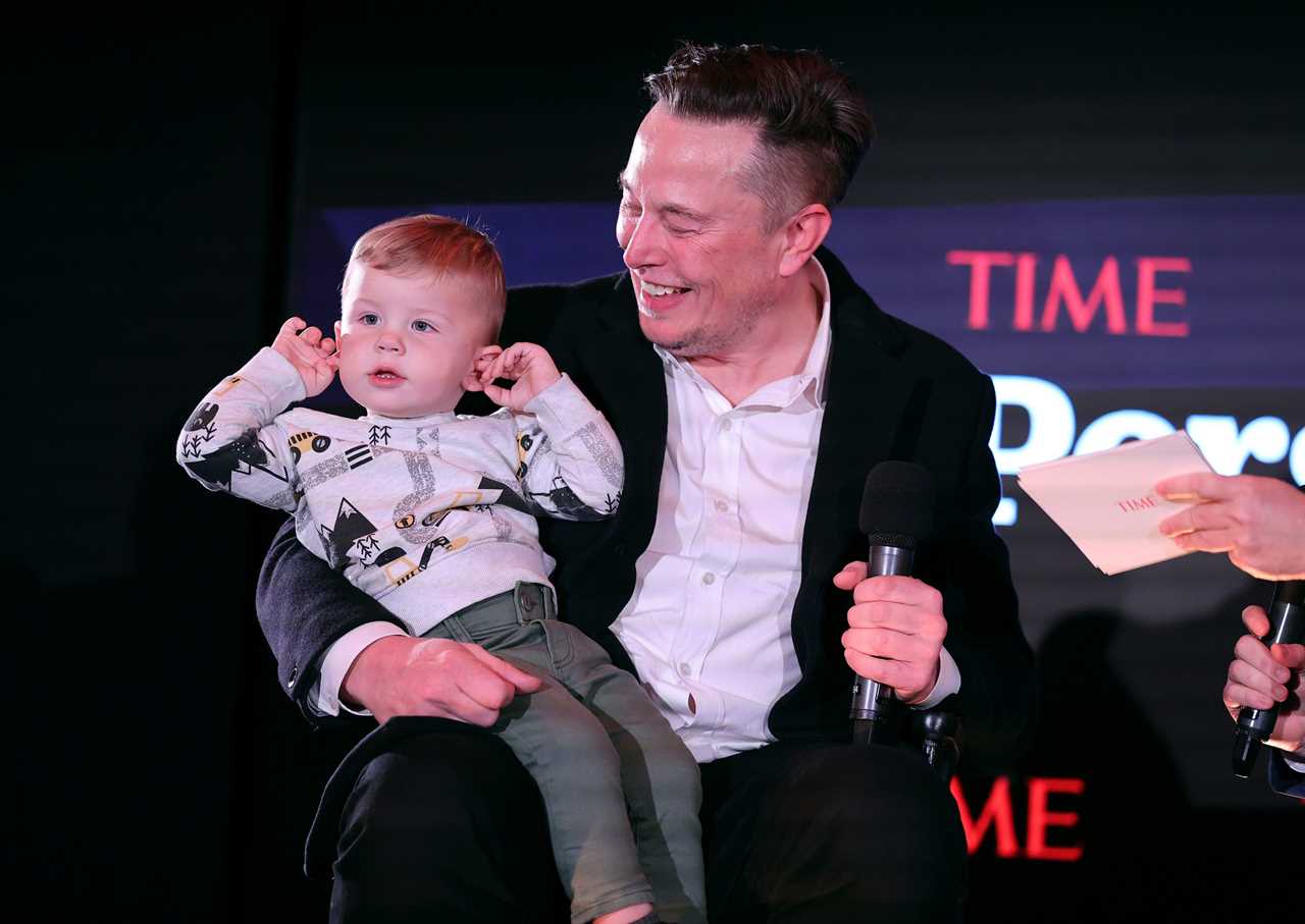 Elon Musk and son X Æ A-12 on stage TIME Person of the Year on December 13, 2021 in New York City.