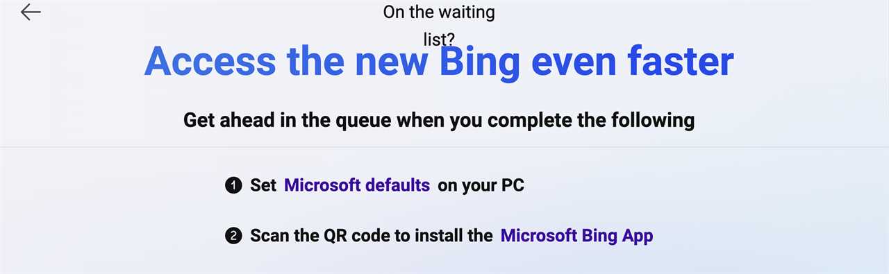 Screenshot showing how to get the new Bing faster by setting Microsoft defaults on PC