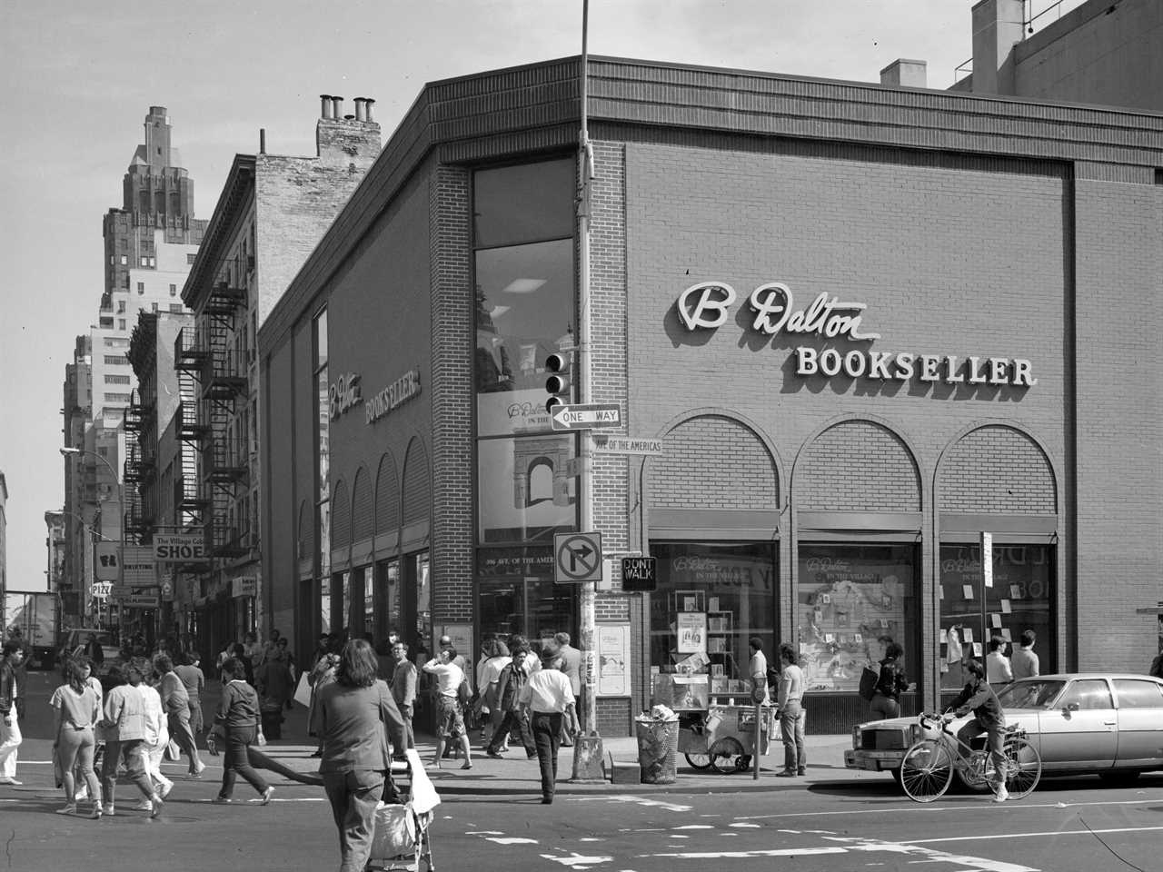 B. Dalton Bookseller store in New York City with pedestrians walking by