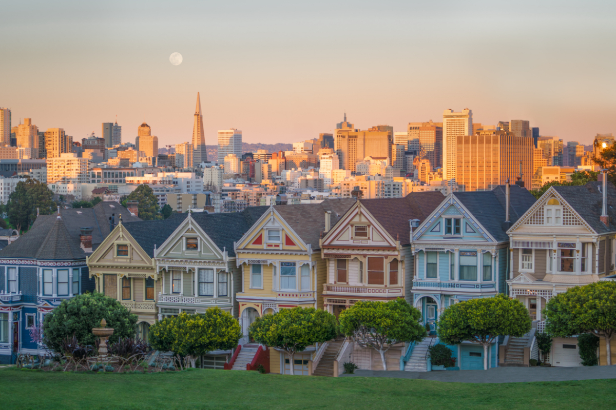 Painted ladies amidst the San Francisco skyline